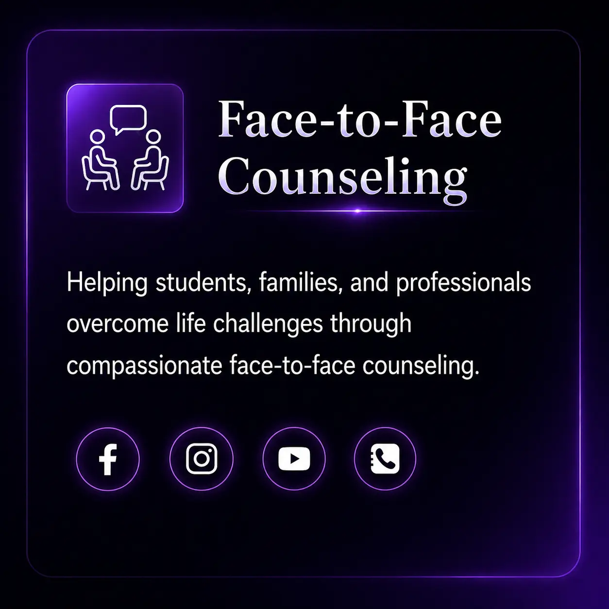 phone counselling and coaching support.